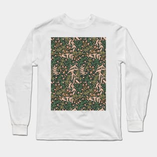 Botanicals and Dots - Hand Drawn Design - Peach, Emerald, Sage Long Sleeve T-Shirt